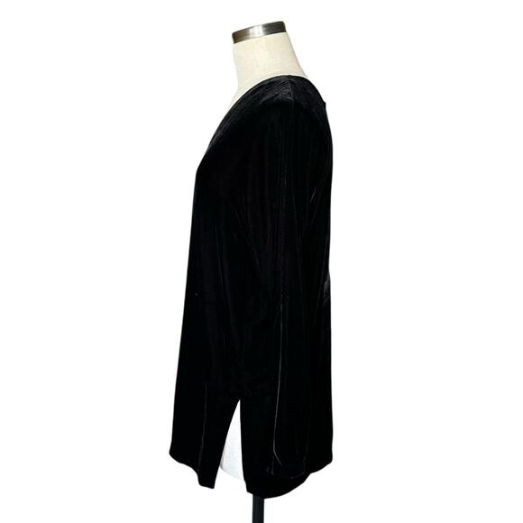 LAFAYETTE 148 Black Velvet Tunic Top Women's Size Medium Classic Lagenlook - Picture 2 of 5